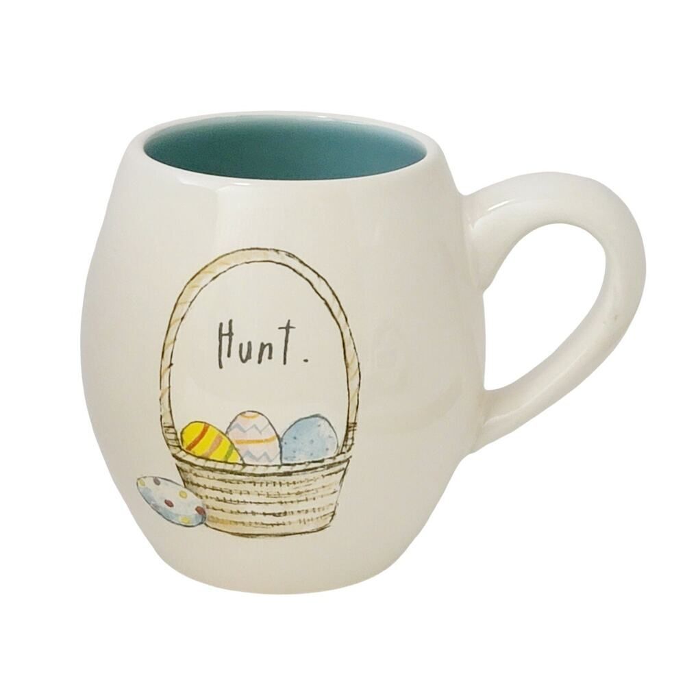 RAE DUNN by Magenta Artisan Collection Easter Egg "HUNT" Coffee Mug Cup 16oz.